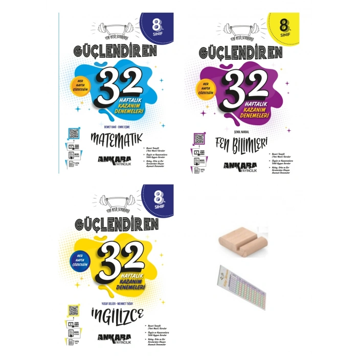 8.Sınıf İngilizce Fen Matematik 32 HAFTA Kazanım Denemesi LGS 2027+Çözüm Ayracı+Telefon Tutucu