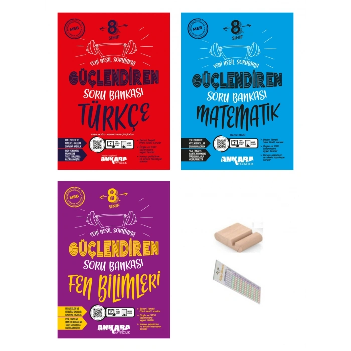 8.Sınıf Matematik Fen Türkçe GÜÇLENDİREN Soru Bankası LGS 2027+Çözüm Ayracı+Telefon Tutucu