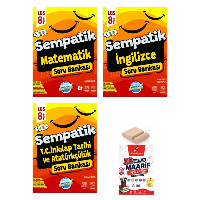 8.Sınıf Sempatik İnkilap Matematik İngilizce Soru Bankası LGS 2027+Telefon Tutucu+Çözüm Ayracı
