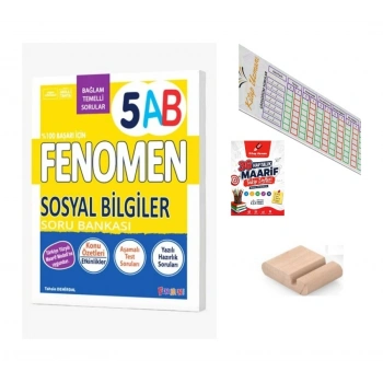 5.Sınıf 5 AB Sosyal Bilgiler Soru Bankası 2027 Maarif Model+Telefon Tutucu+Maarif Defteri