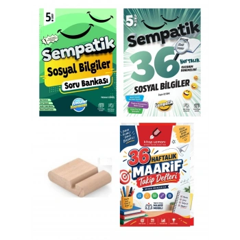 5.Sınıf Sosyal Sempatik Soru Bankası-Sosyal Kazanım Denemesi+Telefon Tutucu+Maarif Defteri