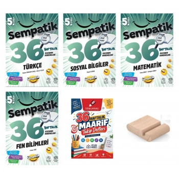 5.Sınıf Türkçe Sosyal Matematik Fen 36 Hafta Kazanım Deneme +Maarif Defteri+Tlf Tutucu