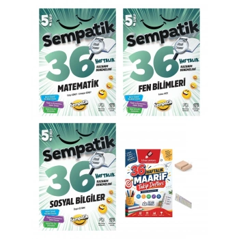 5.Sınıf Matematik Fen Sosyal 36 Hafta Kazanım Denemeleri+Maarif Defteri+Tlf Tutucu