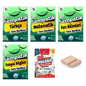 5.Sınıf Sosyal Bilgiler Matematik Fen Türkçe Sempatik Soru Bankası+Telefon Tutucu+Maarif Defteri