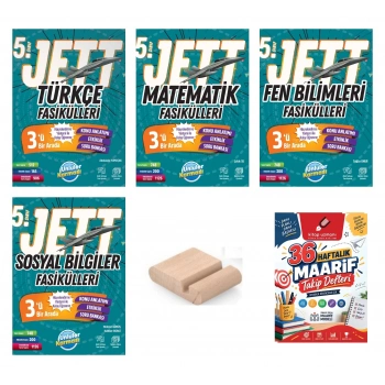5.Sınıf Türkçe Matematik Fen Sosyal JETT Fasikülleri Maarif Müfredatı+Maarif Defteri+Telefon Tutucu