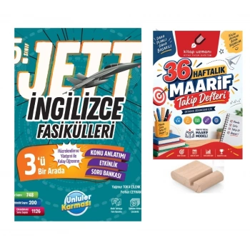 5.Sınıf İngilizce JETT Fasikülleri Maarif Müfredatı+Maarif Defteri+Telefon Tutucu