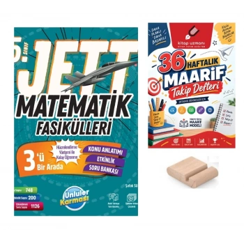 5.Sınıf Matematik JETT Fasikülleri Maarif Müfredatı+Maarif Defteri+Telefon Tutucu