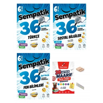 6.Sınıf Sempatik Matematik Fen Sosyal 36 Hafta Türkçe Kazanım Denemeleri Maarif 2027+Tlf Tutucu+Maarif Defter