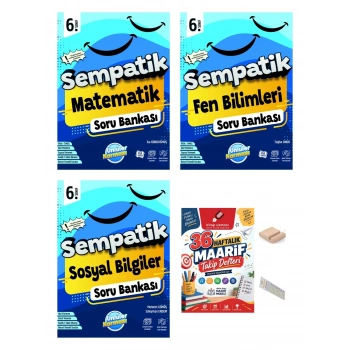 6.Sınıf Matematik Fen Bilimleri Sosyal Bilgiler Sempatik Soru Bankası+Telefon Tutucu+Maarif Defteri