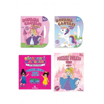 3 -5 Yaş Kız Çocuk Boyama ve Etkinlik Seti 4 Kitap