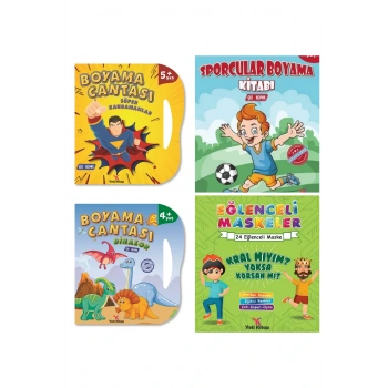 3 -5 Yaş Erkek Çocuk Boyama ve Etkinlik Seti 4 Kitap