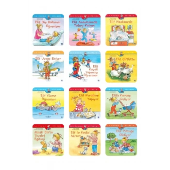 Elif ile İlk Okuma Kitabım Değerler Eğitimi 12 Kitap 3. Seri 6-7 Yaş / 1. Sınıf + Okuma Takip AyracI