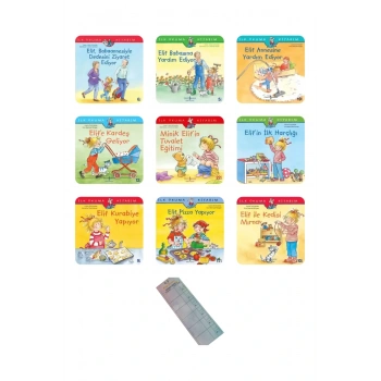 4-7 Yaş Elif Evde Serisi /9 Kitap/Aile İçi İlişkiler/Okul Öncesi Değerler Eğitimi+Okuma Takip Ayracı