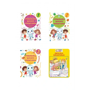 5-6 Yaş Okul Öncesi İngilizce Etkinlik Seti -English Activities For Kids/4 Kitap +Okuma Takip Ayracı