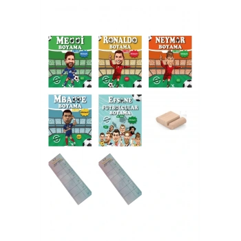 Efsane Futbolcular Boyama Kitabı Stickerlı-Maskeli - (Messi Ronaldo Neymar Mbappe)+ Telefon Standı