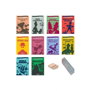 Çocuk Klasikleri 8-13 Yaş İlkokul ve Ortaokul Okuma Kitapları 10lu SET 3+Telefon Tutucu+Okuma Ayracı