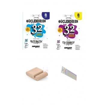 8. Sınıf Matematik+Fen Bilimleri  Güçlendiren 32 Haftalık Deneme+Telefon Tutucu+Soru Çözüm Ayracı