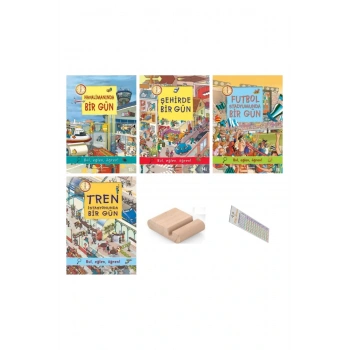 6 - 9 YaşBir Gün Serisi Bul Eğlen Öğren!- Bulmaca Etkinlikli + 4 Kitap + Tablet Standı