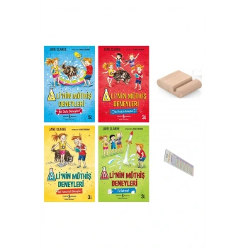 Alinin Müthiş Deneyleri - İlkokul Ortaokul Deney ve Bilimsel Araştırma - 4 Kitap + Tablet Standı