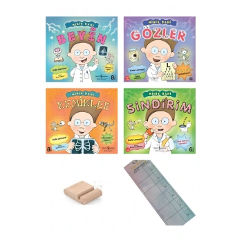 Minik Dahi Serisi 6-9 Yaş Popüler Bilim - (Beyin-Gözler-Kemikler-Sindirim)- 4 kitap + Tablet Standı