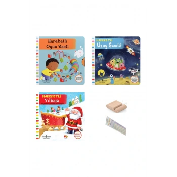 Hareketli Kitaplar Serisi 0-2 Yaş 3 Lü Set ( Oyun Saati - Uzay Gemisi - Yıl Başı) Tablet Standı