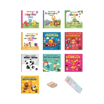 Kitaplarla Tanışıyorum - Bebek Kitaplığı -10 Kitap -Minik Kitaplar+Tablet Standı+Okuma Takip Ayracı