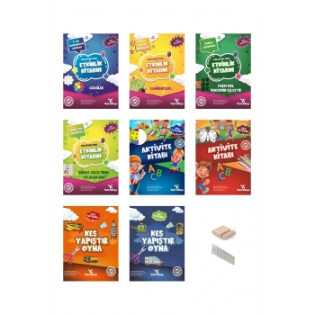 3-6 Yaş Aktivite ve Etkinlik Kitabı Seti 8 Kitap Okul Öncesi +Tablet Standı + Okuma Ayracı