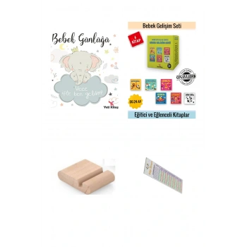 Bebek Gelişim Seti - Bebek Günlüğü + Minik Kitaplar SETİ 7 Kitap + Tablet Standı Okuma Takip Ayracı