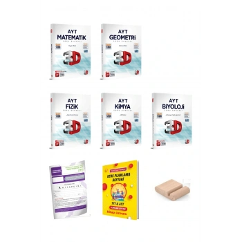 3D AYT Matematik Geometri Fizik Kimya Biyoloji SAYISAL Soru Bankası YKS 2026 Planlama Defteri+Tutucu