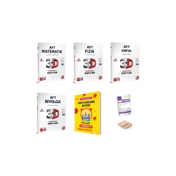 3D AYT Matematik Fizik Kimya Biyoloji Video Destekli Defter YKS 2026 +PlanlamaDefteri+Tutucu+Deneme