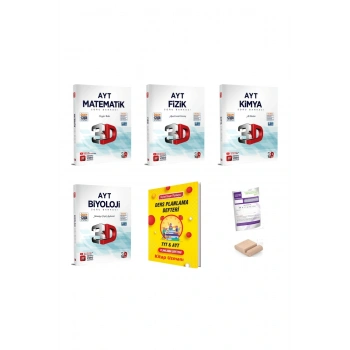3D AYT Matematik Fizik Kimya Biyoloji SAYISAL Soru Bankası YKS 2026 Planlama Defteri + Tutucu+Deneme
