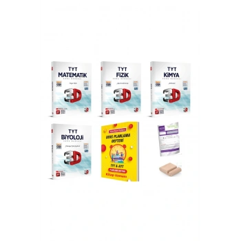 3D TYT Matematik Fizik Kimya Biyoloji SAYISAL Soru Bankası YKS 2026 Planlama Defteri+Tutucu+Deneme