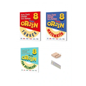 ORJİN 8. Sınıf Matematik Fen Türkçe Konu Özetli Soru Bankası 2025-2026 + Telefon Tutucu+Çözüm Ayracı