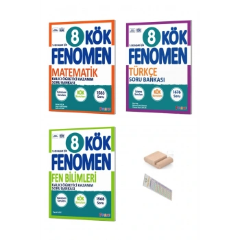8.Sınıf KÖK Türkçe Matematik Fen Soru Bankası 2025-2026 +Çözüm Ayracı+Telefon Tutucu