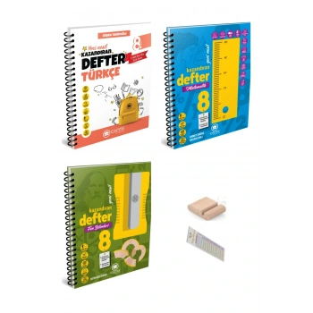 8.Sınıf Matematik Fen Türkçe Kazandıran Defter +Telefon Tutucu+ Soru Çözüm Ayıracı