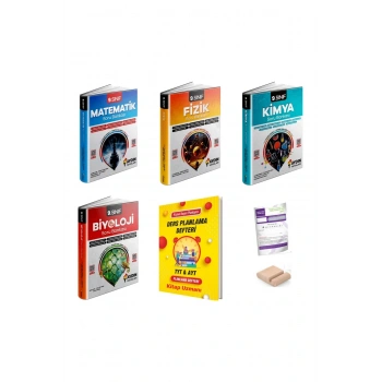9.Sınıf Matematik Fizik Kimya Biyoloji Soru Bankası YENİ MÜFREDAT+Plan Defter+Telefon Tutucu+Deneme