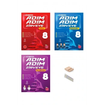 8.Sınıf ADIM ADIM ZİRVEYE Türkçe Matematik Fen Soru Bankası 2026 LGS +Telefon Tutucu+Çözüm Ayracı