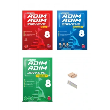 8.Sınıf ADIM ADIM ZİRVEYE Türkçe İnkilap Matematik Soru Bankası 2026 LGS+Telefon Tutucu+Çözüm Ayracı