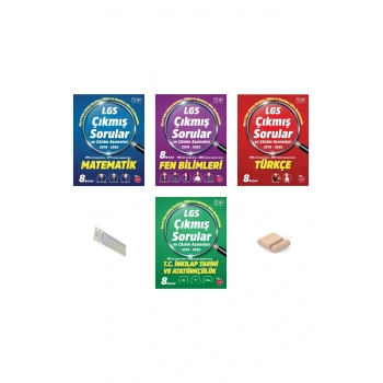 LGS Çıkmış Sorular ve Çözüm Aşamaları 2018-2025 (Türkçe Matematik Fen İnk) +Telefon Tutucu+Çözüm Ayr