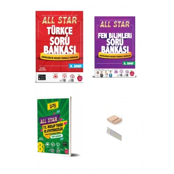 8.Sınıf ALL STAR Türkçe Fen Bilimleri İnkilap Soru Bankası 2026 LGS +Telefon Tutucu+Çözüm Ayracı