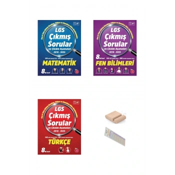 LGS Çıkmış Sorular ve Çözüm Aşamaları 2018-2025 (Fen Türkçe Matematik ) +Telefon Tutucu+Çözüm Ayr