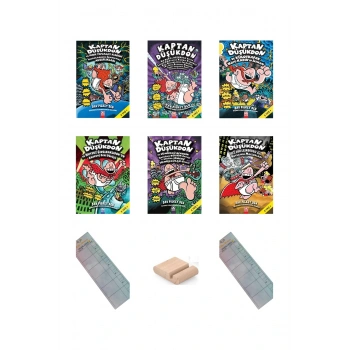 KAPTAN DÜŞÜKDON Set-1 / Dav PİLKEY / 6 Kitap / 9-12 Yaş Hikaye / Çizgi Roman+Tablet Tutucu