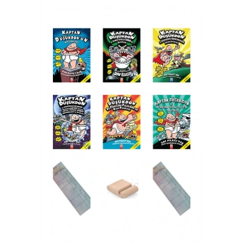 KAPTAN DÜŞÜKDON Set-2 / Dav PİLKEY / 6 Kitap / 9-12 Yaş Hikaye / Çizgi Roman+Tablet Tutucu