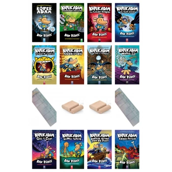 KÖPEK ADAM SERİSİ / 12 KİTAP TAM SETİ / 8-12 Yaş Hikaye / Çizgi Roman + Tablet Tutucu+ Takip Ayracı