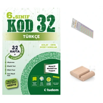 6.Sınıf KOD 32 Türkçe Haftalık Deneme 2026 Maarif Müfredat+Telefon Tutucu+Çözüm Ayracı