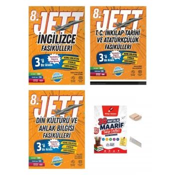 8.Sınıf Jett İngilizce İnkilap Din Fasikülleri LGS 2027+Telefon Tutucu+Çözüm Ayracı