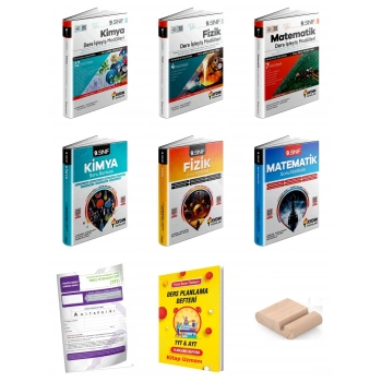 9. Sınıf Soru Bankası ve Ders İşleyiş Modül SETİ Matematik Fizik Kimya +Telefon Tutucu+PLan Defteri