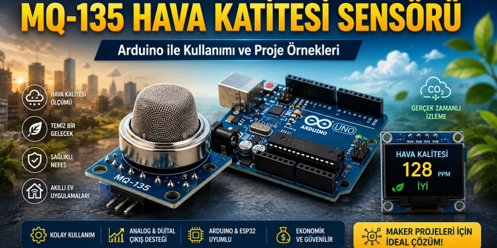 MQ-135 Hava Kalitesi Sensörü Nedir? Arduino ile Kullanımı ve Proje Örnekleri