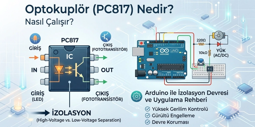 Optokuplör (PC817) Nedir? Nasıl Çalışır? Arduino ile İzolasyon Devresi ve Uygulama Rehber