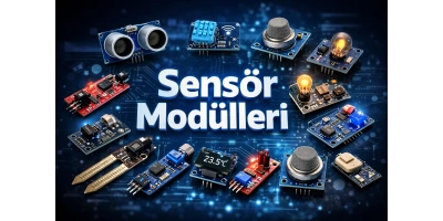 Sensör modülleri; ısı, ışık, mesafe ve gaz gibi verileri algılar. Eğitim, Arduino, IoT ve ticari projelerde kullanılan sensör tipleri ve örnekleri.